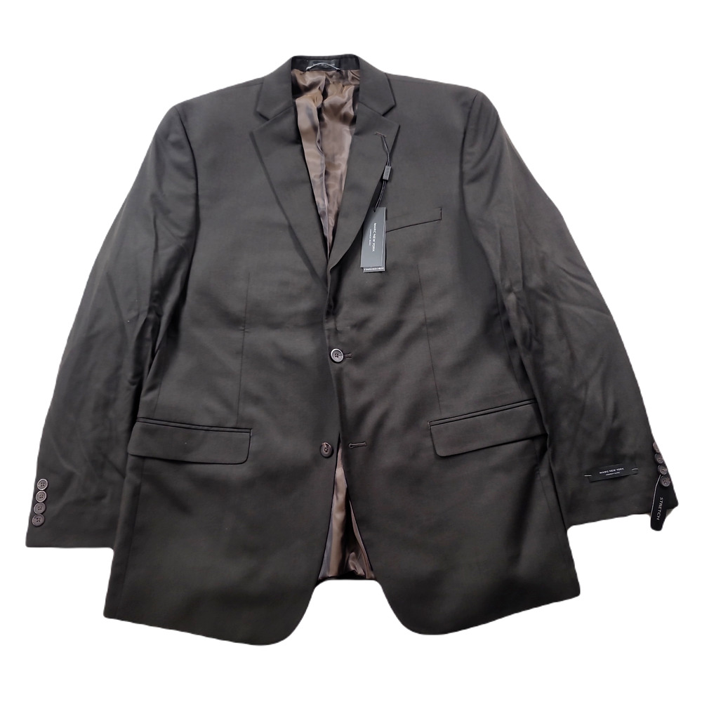 Marc New York Blazer Mens 44L 44 Brown Solid Modern-Fit Stretch Suit Jacket $295